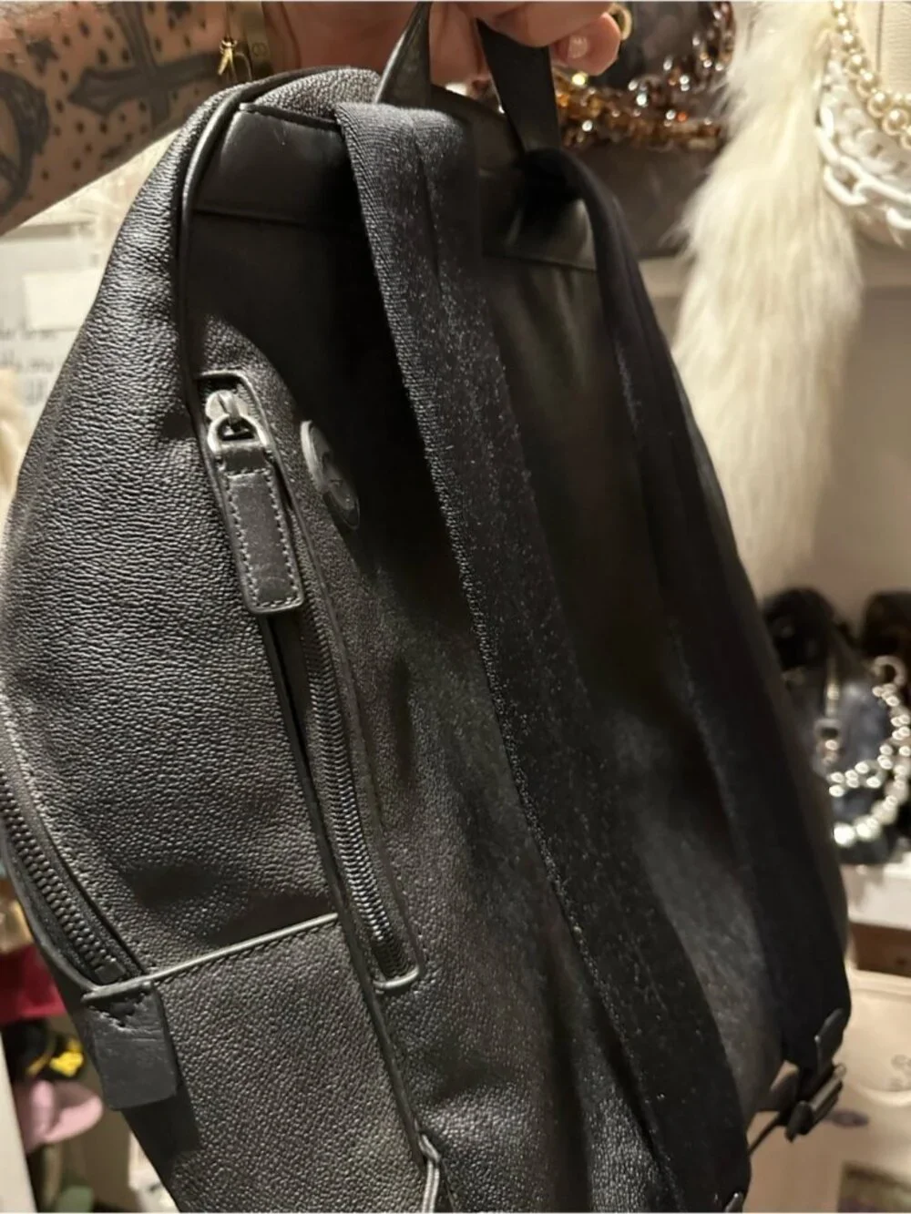 Michael Kors Black Studded Leather Backpack